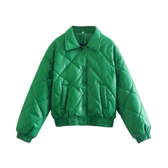 Seeing Green Faux Leather Quilted Jacket