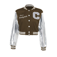 Shining Bright Metallic Embroidered Varsity Jacket