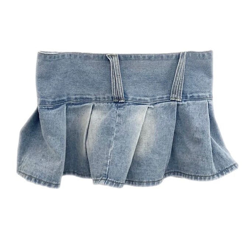 So Y2K Low Rise Belted Denim Mini Skirt