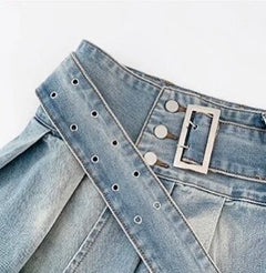 So Y2K Low Rise Belted Denim Mini Skirt