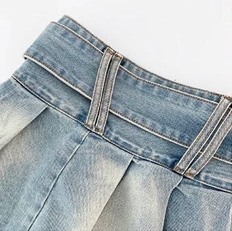 So Y2K Low Rise Belted Denim Mini Skirt