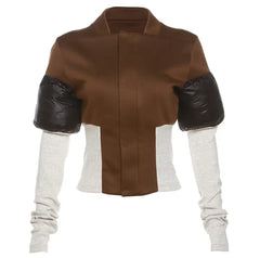 Contradicting Feelings Spliced Cropped Jacket