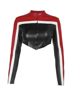 Wild Ride Moto Faux Leather Contrast Cropped Jacket