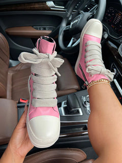 Limited Edition PU High-Top Jumbo Lace Sneakers (Pre-Order)