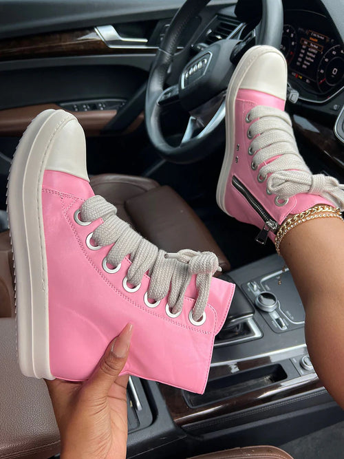 Limited Edition PU High-Top Jumbo Lace Sneakers (Pre-Order)