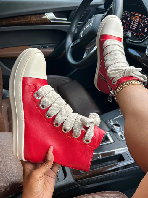 Limited Edition PU High-Top Jumbo Lace Sneakers (Pre-Order)