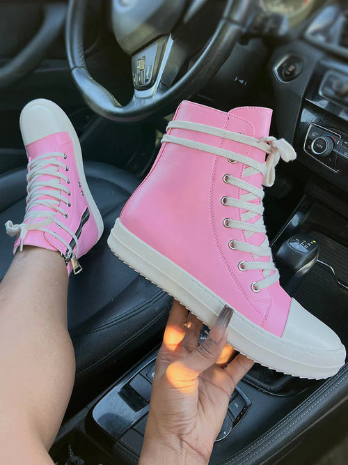 She Know She A Ten PU Side Zipper High-Top Sneaker (Pre-Order)