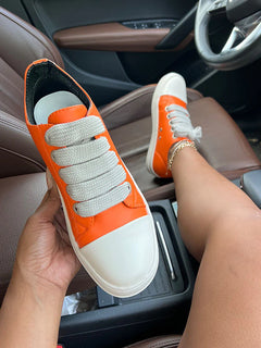 Limited Edition PU Jumbo Lace Low Top Sneakers (Pre-Order)