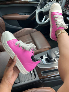 Limited Edition PU Jumbo Lace Low Top Sneakers (Pre-Order)
