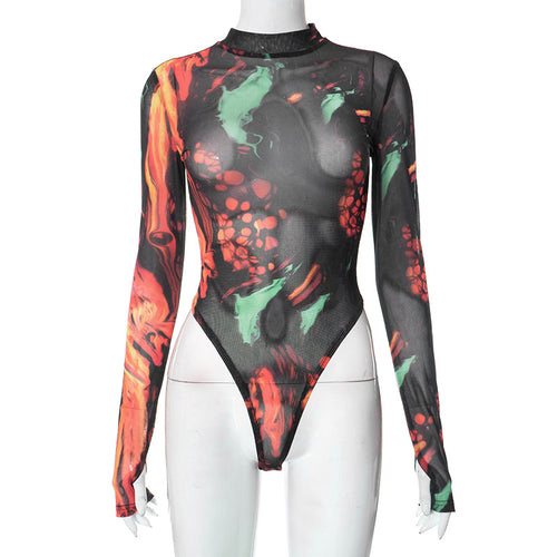 One Of A Kine Tie Dye Mock Neck Bodysuit