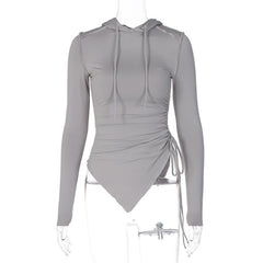 Neo Drawstring Ruched Hooded Top