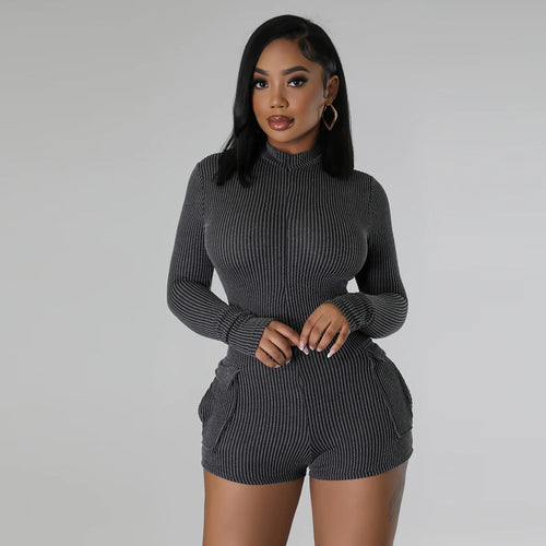 Can You Handle It Ribbed Knit Long Sleeve Romper