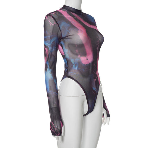 One Of A Kine Tie Dye Mock Neck Bodysuit