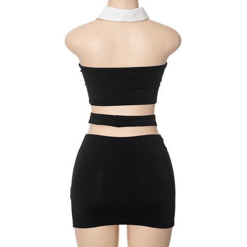 Jasmine Cutout Tuxedo Mini Skirt Set