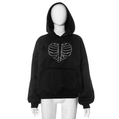 To The Bone Rhinestone Pullover Hoodie