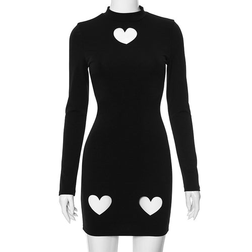 Hearts For You Cutout Long Sleeve Mini Dress