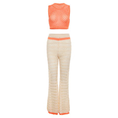 Starburst Crochet Knit Flared Pant Set