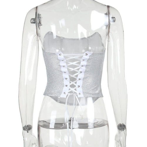 Bold Moves Metallic Corset Cropped Top