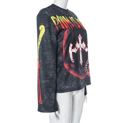 Pain Is Art Oversized Graphic Print Long Sleeve Top