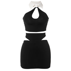 Jasmine Cutout Tuxedo Mini Skirt Set