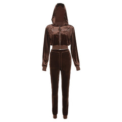 Say Please Rhinestone Velour 2 Piece Tracksuit