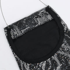 All For Fun Chain Strap Backless Sequin Mini Dress