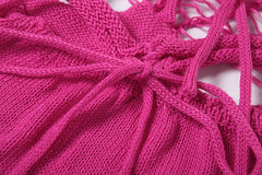 Lillian Distressed Crochet Knit Long Sleeve Jumpsuit