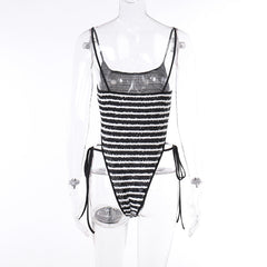 Not So Black And White Knit Sleeveless Bodysuit