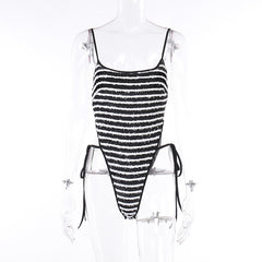 Not So Black And White Knit Sleeveless Bodysuit