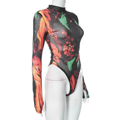 One Of A Kine Tie Dye Mock Neck Bodysuit