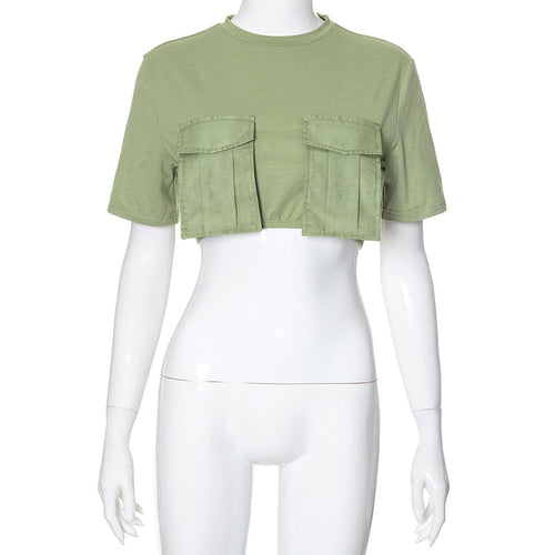 Short Sleeve Cargo Pocket Cropped T-Shirt