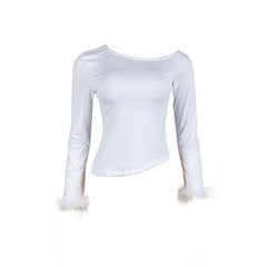 Light As A Feather Long Sleeve One Shoulder Top
