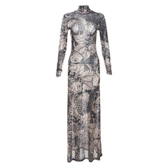 Feeling Koi Mesh Printed Maxi Dress