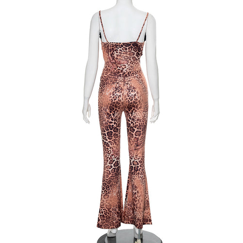 Take The Plunge Animal Print Sleeveless Flare Jumpsuit