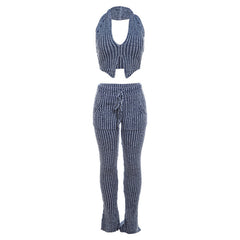 Skylar Sleeveless Rib Knit Flare Legging Pant Set