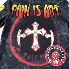 Pain Is Art Oversized Graphic Print Long Sleeve Top