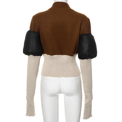 Contradicting Feelings Spliced Cropped Jacket