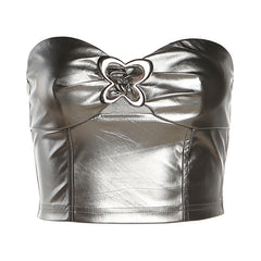 Metallic Stapless Crop Tube Top