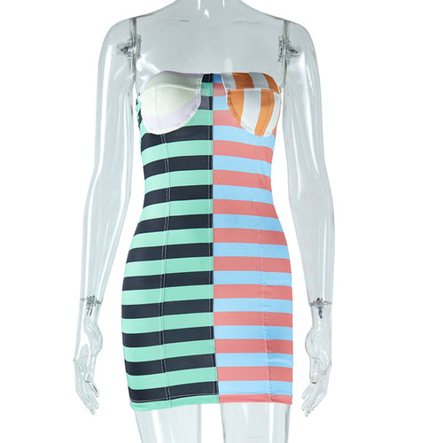 Aimee Strapless Striped Bodycon Mini Dress
