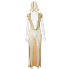Euphoria Hooded Sleeveless Plunge Bodycon Maxi Dress