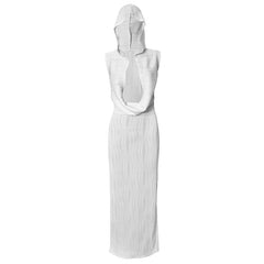 Yuri Textured Hooded Sleeveless Maxi Dress