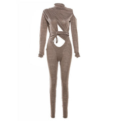 VIP Access High Neck Cutout Knit Jumpsuit