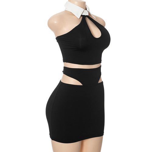 Jasmine Cutout Tuxedo Mini Skirt Set