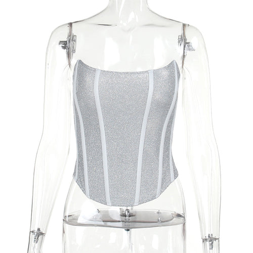 Bold Moves Metallic Corset Cropped Top