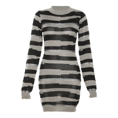 Kristen Cutout Striped Sweater Knit Mini Dress