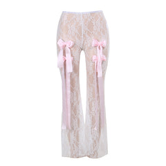 Put A Bow On It Lace High Waist Flare Leggings