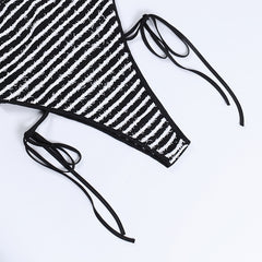 Not So Black And White Knit Sleeveless Bodysuit