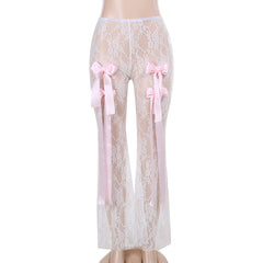 Put A Bow On It Lace High Waist Flare Leggings