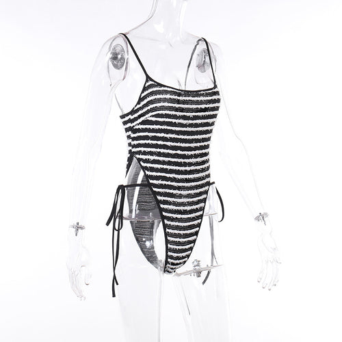 Not So Black And White Knit Sleeveless Bodysuit