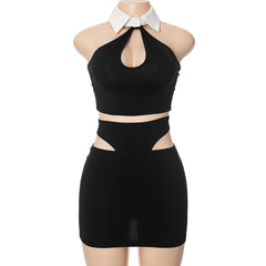 Jasmine Cutout Tuxedo Mini Skirt Set